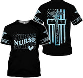 Woseprints Personalized Name 3D Nurse Shirts, Emergency Nurse T-Shirt Gifts