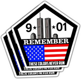 (3PCS) 9/11 Remember Sticker, These Colors Never Run Patriotic USA Flag Twin Towers Memorial Decal Waterproof Vinyl for Car, Laptop, Helmet, Water Bottle – Gift for Veterans and Patriots 3 Inch