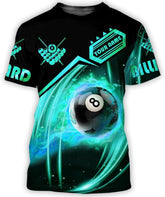 Personalized Billiard Tshirts, Men's Pool Billiards Shirt, 8 Ball Shirt American Flag Pool Player Gifts for Men (Multi 10)