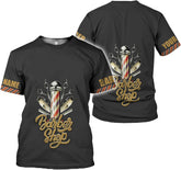 AOVL Personalized Name Barber Shirts Barber Shirt 3D for Men Custom Barber Shirt for Men Women Barber Shop Shirt Gift Barber
