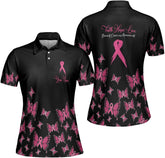 Podagree Personalized Breast Cancer 3D Polo Shirt, Pink Ribbon Awareness Polo, Survivor Pride Shirt Breast Cancer Tshirt