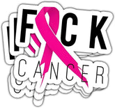 (3Pcs) Breast Cancer Awareness Pink Fighter Ribbon Vinyl Decal Sticker, Fuck Cancer Pink Ribbon Sticker Breast Cancer Car Decal Sticker Waterproof for Water Bottle, Car, Helmet Decal 5" (Ribbon 2)