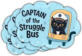 3PCS Captain of The Struggle Bus 3" Sticker, Cat Meme Humor Design, Die Cut Waterproof Vinyl Decal for Laptop, Water Bottle, Tumbler, Phone, Window, Helmet, Notebook Gift