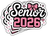 3Pcs Senior 2026 pink Sticker 3inches, Class of 2026 Sticker, High School College Gift for Notebook Scrapbook Stickers for Laptop Water Bottle Phone Case