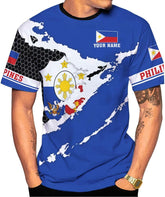 Ligthuy Personalized Name Philippines Shirts 3D, Filipino Flag Pride Shirt Philippines Shirt Flag Tshirt for Men Women S-5XL