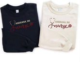 Suseaz Personalized Embroidered Nurse Sweatshirt, Custom Name Nurse Sweatshirt, Gift For Nurse, Women, Nursing School Shirt