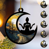 MoonArt Personalized Yoga Ornament, Yoga Ornament Christmas 2023 for Yoga Lovers, Yoga Carpet Ornament, Colored Yoga Mats Ornament, Gift for Yoga Lover, Yoga Lovers Girl Ornament (YG1)