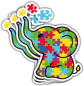 (3PCs) Autism Awareness Elephant Vinyl Sticker, Cute Elephant Puzzle Piece Sticker Vinyl Decal, Autism Awareness Waterproof Sticker - Stickers for Laptop Water Bottle Phone Car Helmet 3"