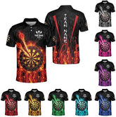 MoonArt Personalized 3D Dart Polo Shirt for Teams Custom Name Funny Dartboard Design Ideal Gift for Dart Players American