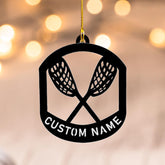 HomeDesign Personalized Lacrosse Ornament, Lacrosse Amor Shape Flat Ornament, Lacrosse Helmet Ornaments, Gifts for Lacrosse Lovers, Lacrosse Players, Lacrosse Christmas Ornament (LA 15)