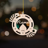 Personalized Poker Christmas Wood Ornament 2024, Poker Player Ornament, Sport Keepsake Present, Playing Cards Deck Wood Game Ornaments, Poker Aces Cards Chips Gambling Ornament (Poker 4)