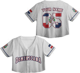 AOVL Custom Dominica Republic Crop Top Baseball Jersey Dominicana Republic Shirt for Team Dominican Flag Jersey for Men Women
