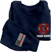 Leeprints Personalized Embroidered Firefighter Sweatshirt, Custom Department Name Fire Man Firefighter Shirt