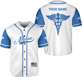Woseprints Personalized Nurse Baseball Jersey Shirt, Nurse Graduation Gifts Funny Nurse T-Shirt Gift Nursing Emergency Shirts