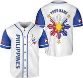 Leprints Personalized Philippines Baseball Jersey, Filipino Flag Baseball Jersey, Philippines Shirts, Philippines Flag Shirt