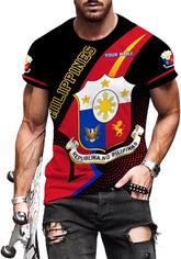 Ligthuy Personalized Name Philippines Shirts 3D, Filipino Flag Pride Shirt Philippines Shirt Flag Tshirt for Men Women S-5XL