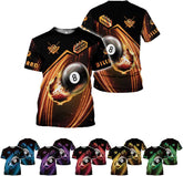 AOVL Personalized Billiard Shirts 3D Billiard Shirt Custom Billiard Flag Shirt Men's Pool Billiards Shirt 8 Ball Men Women