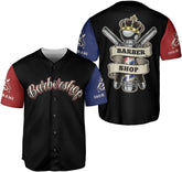 Custom Barber Shop Baseball Jersey Personalized Name Barber Shirt 3D for Men Women Hairdresser Shop Gift Scissors Pole Shirts