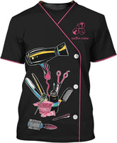 Personalized Barber Shop Women's T-Shirt, Hairdresser Uniform, 3D Barber Shirts