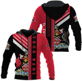 Vybonz Personalized Trinidad & Tobago Hoodie 3D Trinidad and Tobago Coat of Arms Flag Sweatshirt Trinidad Pride Zip Hoodie