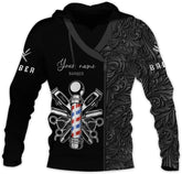 Vybonz Personalized Name Barber 3D AOP Hoodie Gift for Men & Women, Hair Stylist Shirt Barbershop