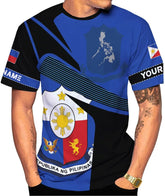 Ligthuy Personalized Name Philippines Shirts 3D, Filipino Flag Pride Shirt Philippines Shirt Flag Tshirt for Men Women S-5XL