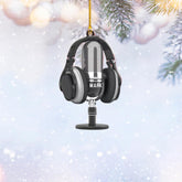 Personalized Microphone Ornament 2024 Singing Christmas Ornament Microphone Christmas Ornament Singing Ornament Concert Christmas Ornament Music Symbol Ornament (Acrylic, Style 7)