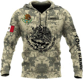 Personalized Name Army Camo flag Mexican Mexico Unisex 3D Shirts All Over Printed Sportwear Hoodie, T Shirt, Zip Up Hoodie, Sweatshirt For Men Women Adult Full Size HD1116, Multicolor, 5X-Large