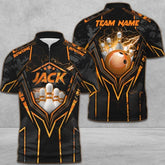 Mostprints Bowling And Pins Abstract Grunge Texture X Multicolor Option Customized Name 3D Shirt