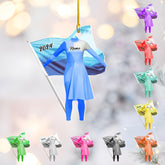 Intenprints Personalized Colorguard 2024 Colorguard Christmas Ornament, Custom Marching Band Colorguard Ornament Christmas Color Guard Gifts for Flag Ornament (Acrylic, Style 4)