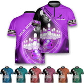 Custom Bowling Jerseys for Men Women Personalized Team Name Quarter Zip 3D Apparel Customized Bowling Jersey Shirts Unisex