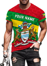 Rivelus Personalized Name 3D Shirt, Guyana Tshirt for Men Women, Guyanese Flag Pride Shirts, Guyana Gift S-5XL