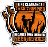 3 Pcs Line Clearance Tree Trimmer Sticker, Arborist Tree Work Sticker, Arborist Lumberjack Sticker, Arborist Chainsaw Sticker for Waterproof Laptop Water Bottle Phone Car Window Helmet 3 Inches