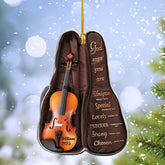 MoonArt Personalized Musical Instruments Ornament, Violin Ornament Custom Names Wood Violin Ornaments for Christmas Tree Hanging Ornament Pine Tree Decorations for Kid Couple Friends Family (VOL4)