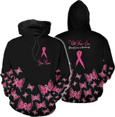 Podagree Personalized Breast Cancer Hoodie 3D, Pink Ribbon Awareness Sweatshirt, Survivor Pride Breast Cancer Zip Hoodie