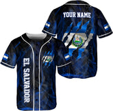 Leeprints Personalized Name El Salvador Baseball Jersey Shirt El Salvador Flag Shirt Salvadorans Pride El Salvadoreña