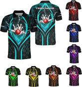 Ligthuy Personalized Name Bowling Polo Shirts 3D for Men and Women, Bowling Shirt, Bowling Team
