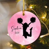 MAPrints Personalized Cheerleader Christmas Ornament 2024, Cheerleading Stuff Ornament, Cheer Captain Ornament, Cheer Girl Dancer Cheerleading with Real Red Pompom Ornament for Xmas Tree (Cheer 1)