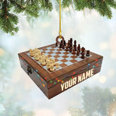 RoyalBro Personalized Chess Ornament, Custom Name Chess Board Ornament, King and Queen Chess Ornament, Ornament for Chess Player, Chess Gift Ornament Tree Hanging Decor, Chess Club (Chess 8)