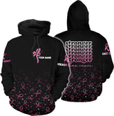 Podagree Personalized Breast Cancer Hoodie 3D, Pink Ribbon Awareness Sweatshirt, Survivor Pride Breast Cancer Zip Hoodie