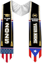 Personalized Puerto Rican Graduation Stole, Puerto Rican Graduation Sash 2025, Puerto Rico Graduation Sash