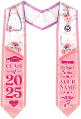 Pretyprints Custom Nurse Sash Graduation, RN Graduation Stole Gifts for Friends Nursing Student Senior Class Of 2025