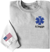 Intenprints Personalized EMS EMT Embroidered Sweatshirt, Custom EMS EMT Paramedic Uniform Emergency Medical Technician Shirts