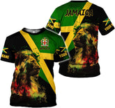 AOVL Personalized Jamaica Shirts Jamaican Pride T-Shirt Jamaica Flag Lion Tshirt Jamaicana Shirts Jamaica Shirt for Men Women