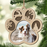 Mostprints Personalized Wooden Dog Cat Paw Ornament Christmas, Custom Dogs Cat Suncatcher Pet Name Ornaments, Customized Memorial Dog Ornament for Christmas Tree