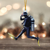 Royalbro Personalized Scuba Diving Ornament, Scuba Diver Ornament, Scuba Diver Christmas Ornament, Gift for Diver, Scuba Dive Gift, Diving Vest Custom Christmas Ornament (SD 9)