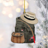 Mostprints Personalized Fishing Ornament Custom Fishing Christmas Ornaments Fishing Vest Christmas Ornaments Gifts for Fishing Lovers Ornament Christmas Hanging Ornament Fisherman Gift (Fishing 5)