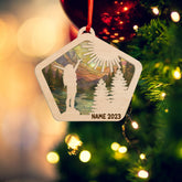 MAPrints Personalized Mountain Hiking Suncatcher Ornament, Hiker Ornament, Printed Wood Sport Christmas Ornament, Gifts for Hiking Lovers Hiking Backpack, Hanging Ornament for Christmas 2024 (Hiki 8)
