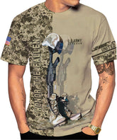 Woseprints Custom Veteran Army T-Shirt US Military Pride American Flag Vintage Personalized Army Shirts for Men Memorial Day