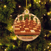 Personalized Chess Ornament - Custom Name Chess Board Ornament, King and Queen Chess Ornament, for Chess Fan, Ornament for Chess Player, Check Mate, Chess Board Ornament (Style 1)